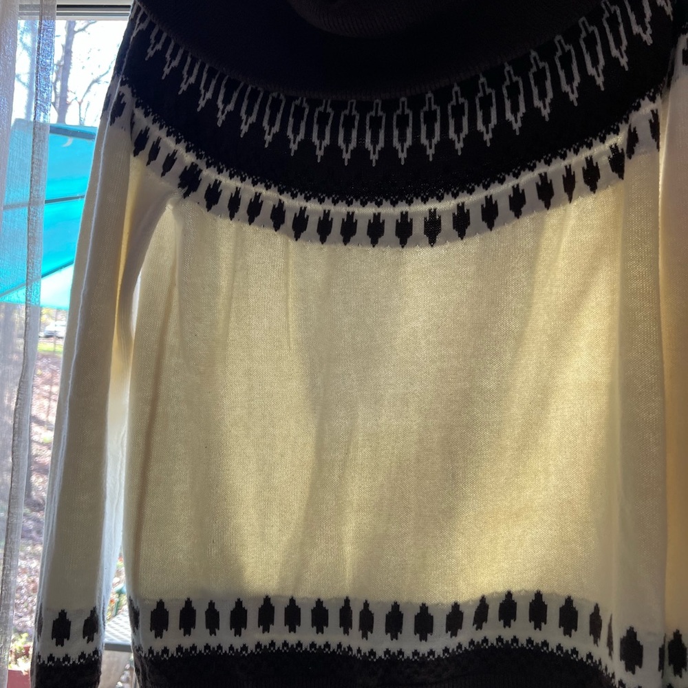 L.L. Bean Brown and Cream Cowl Neck Sweater